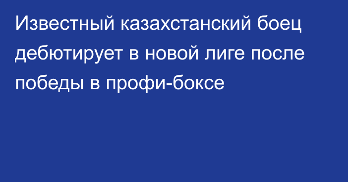 Известный казахстанский боец дебютирует в новой лиге после победы в профи-боксе