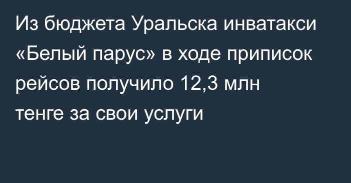 Из бюджета Уральска инватакси «Белый парус» в ходе приписок рейсов получило 12,3 млн тенге за свои услуги