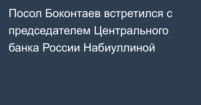 Посол Боконтаев встретился с председателем Центрального банка России Набиуллиной