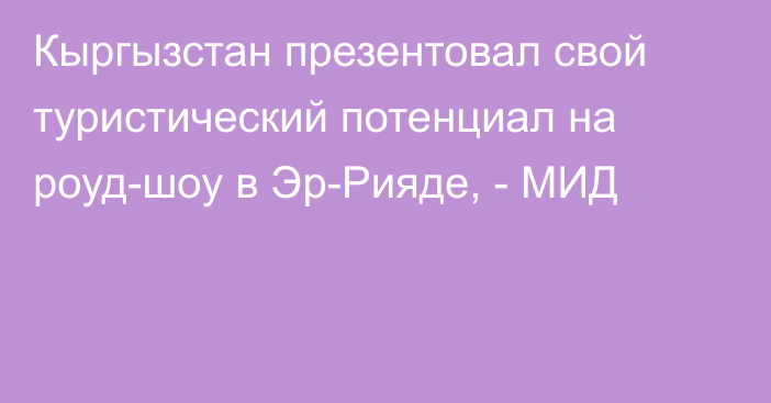 Кыргызстан презентовал свой туристический потенциал на роуд-шоу в Эр-Рияде, - МИД