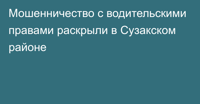 Мошенничество с водительскими правами раскрыли в Сузакском районе