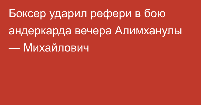 Боксер ударил рефери в бою андеркарда вечера Алимханулы — Михайлович