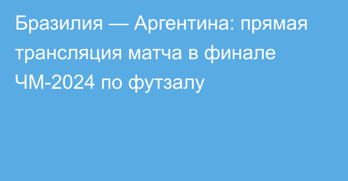 Бразилия — Аргентина: прямая трансляция матча в финале ЧМ-2024 по футзалу