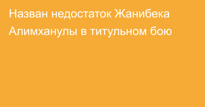 Назван недостаток Жанибека Алимханулы в титульном бою