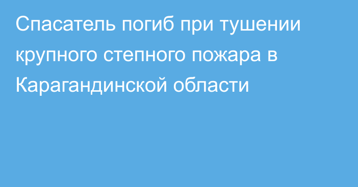 Спасатель погиб при тушении крупного степного пожара в Карагандинской области