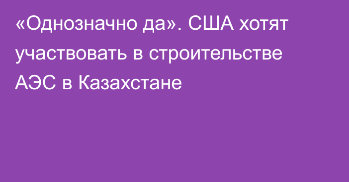 «Однозначно да». США хотят участвовать в строительстве АЭС в Казахстане