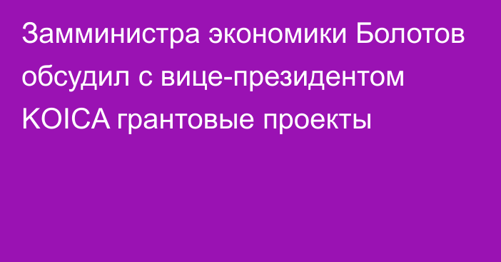 Замминистра экономики Болотов обсудил с вице-президентом KOICA грантовые проекты