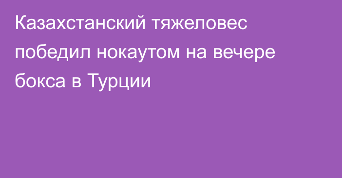 Казахстанский тяжеловес победил нокаутом на вечере бокса в Турции