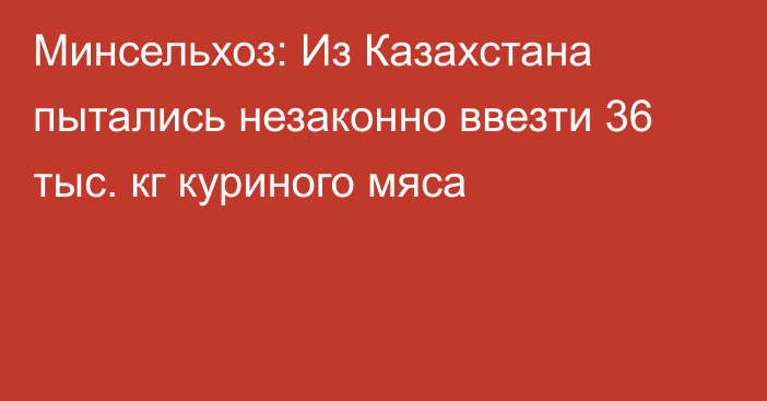 Минсельхоз: Из Казахстана пытались незаконно ввезти 36 тыс. кг куриного мяса