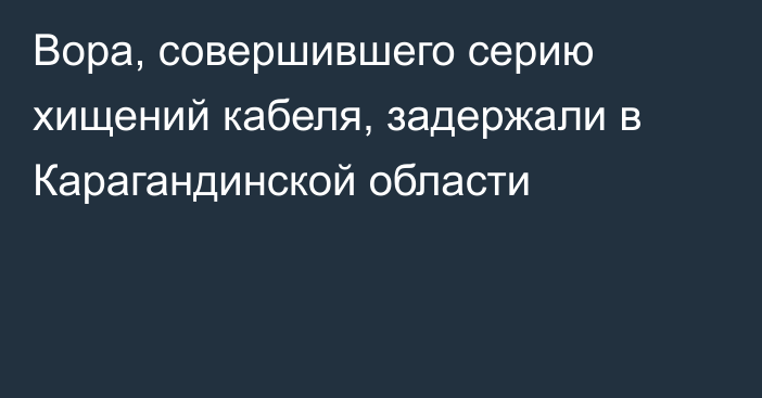 Вора, совершившего серию хищений кабеля, задержали в Карагандинской области