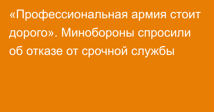 «Профессиональная армия стоит дорого». Минобороны спросили об отказе от срочной службы