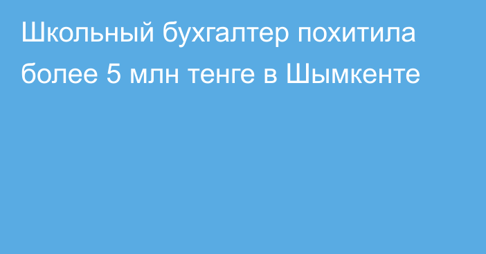 Школьный бухгалтер похитила более 5 млн тенге в Шымкенте