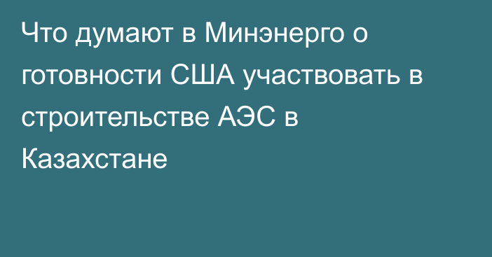 Что думают в Минэнерго о готовности США участвовать в строительстве АЭС в Казахстане