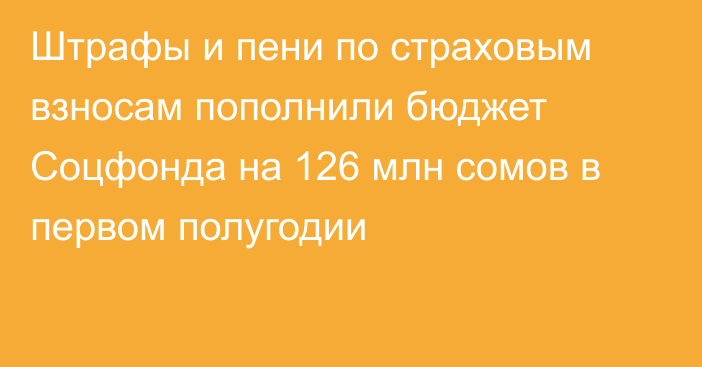 Штрафы и пени по страховым взносам пополнили бюджет Соцфонда на 126 млн сомов в первом полугодии