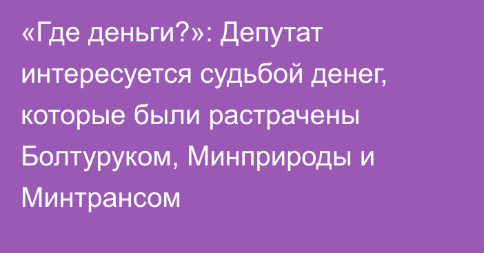 «Где деньги?»: Депутат интересуется судьбой денег, которые были растрачены Болтуруком, Минприроды и Минтрансом