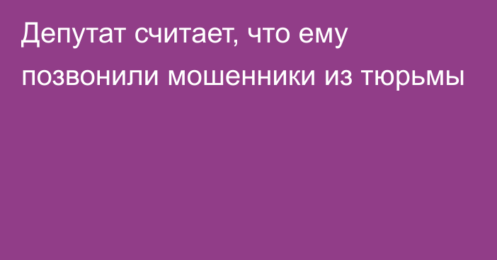 Депутат считает, что ему позвонили мошенники из тюрьмы