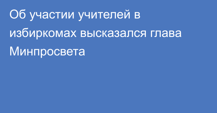 Об участии учителей в избиркомах высказался глава Минпросвета