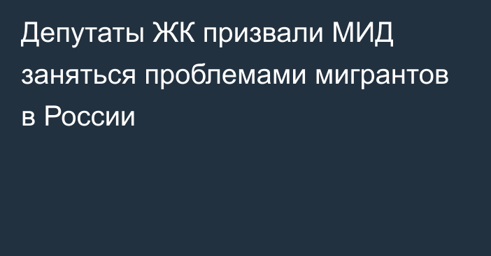 Депутаты ЖК призвали МИД заняться проблемами мигрантов в России