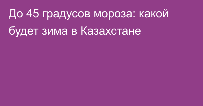 До 45 градусов мороза: какой будет зима в Казахстане