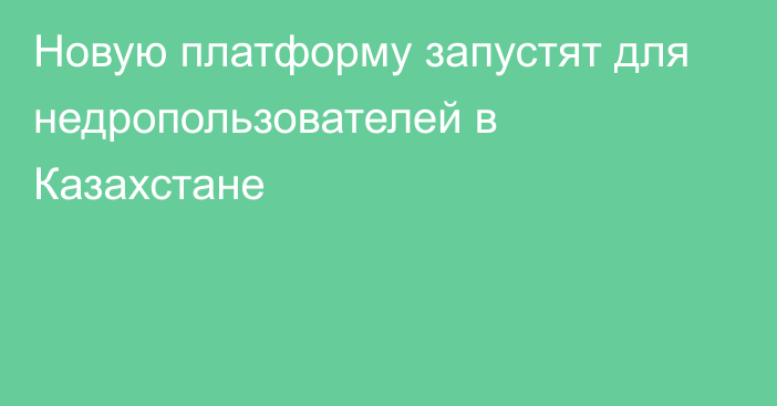 Новую платформу запустят для недропользователей в Казахстане