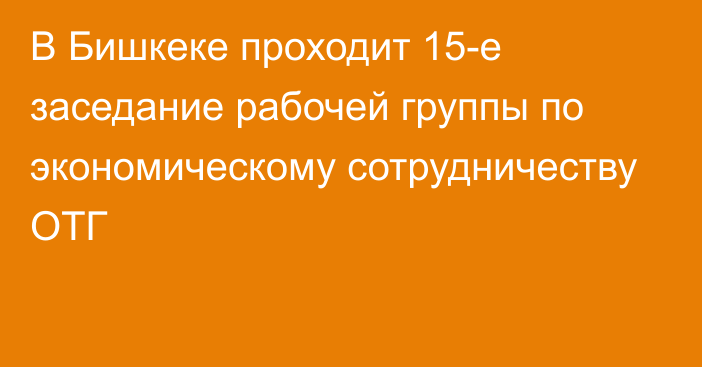 В Бишкеке проходит 15-е заседание рабочей группы по экономическому сотрудничеству ОТГ