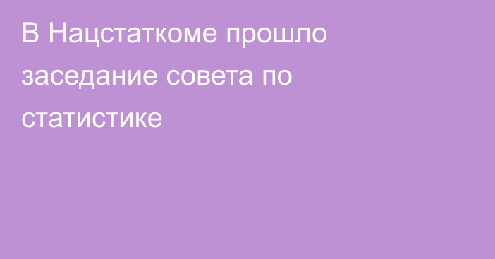 В Нацстаткоме прошло заседание совета по статистике