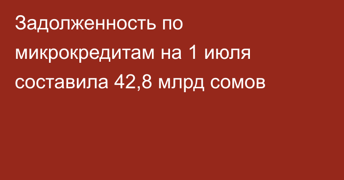 Задолженность по микрокредитам на 1 июля составила 42,8 млрд сомов