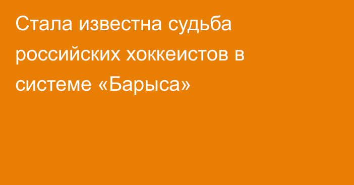 Стала известна судьба российских хоккеистов в системе «Барыса»