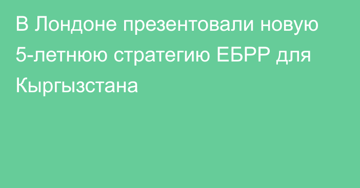 В Лондоне презентовали новую 5-летнюю стратегию ЕБРР для Кыргызстана