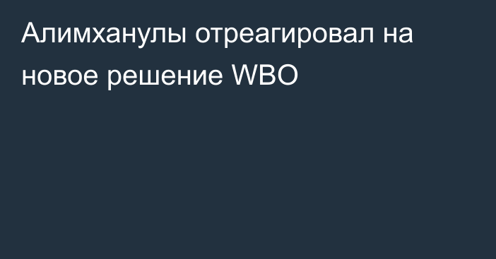 Алимханулы отреагировал на новое решение WBO