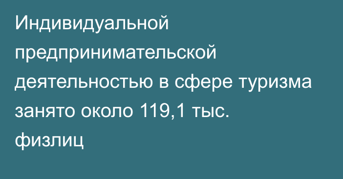 Индивидуальной предпринимательской деятельностью в сфере туризма занято около 119,1 тыс. физлиц