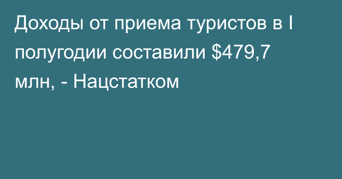 Доходы от приема туристов в I полугодии составили $479,7 млн, - Нацстатком