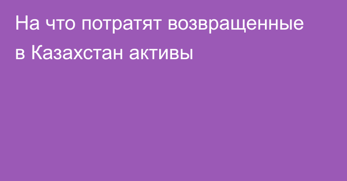 На что потратят возвращенные в Казахстан активы