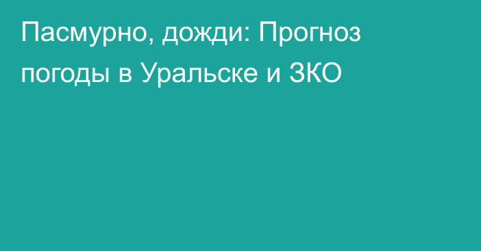 Пасмурно, дожди: Прогноз погоды в Уральске и ЗКО