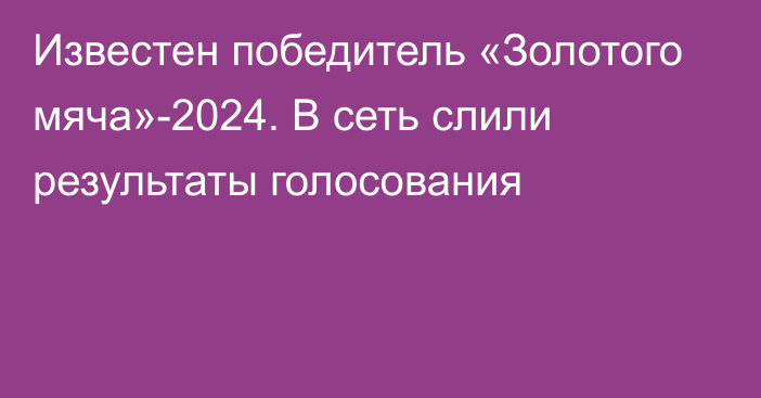 Известен победитель «Золотого мяча»-2024. В сеть слили результаты голосования