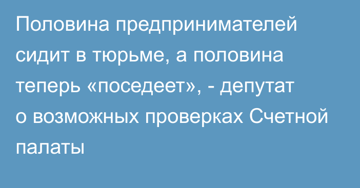 Половина предпринимателей сидит в тюрьме, а половина теперь «поседеет», - депутат о возможных проверках Счетной палаты