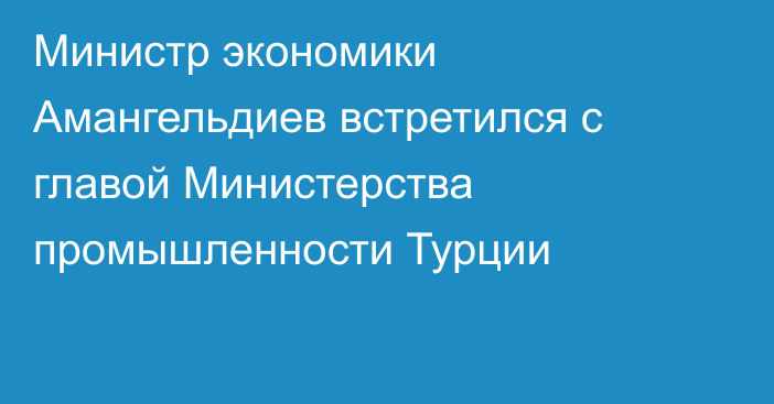 Министр экономики Амангельдиев встретился с главой Министерства промышленности Турции