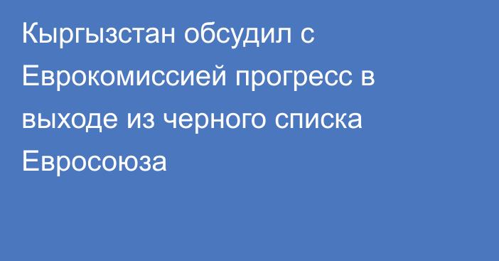 Кыргызстан обсудил с Еврокомиссией прогресс в выходе из черного списка Евросоюза