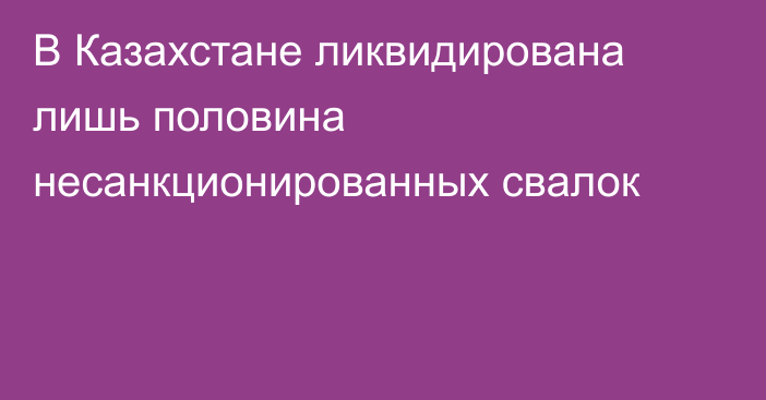 В Казахстане ликвидирована лишь половина несанкционированных свалок