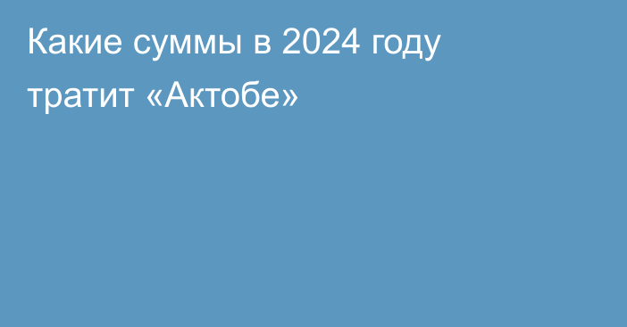 Какие суммы в 2024 году тратит «Актобе»