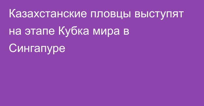 Казахстанские пловцы выступят на этапе Кубка мира в Сингапуре