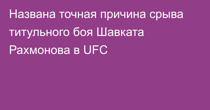 Названа точная причина срыва титульного боя Шавката Рахмонова в UFC