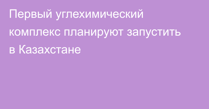 Первый углехимический комплекс планируют запустить в Казахстане