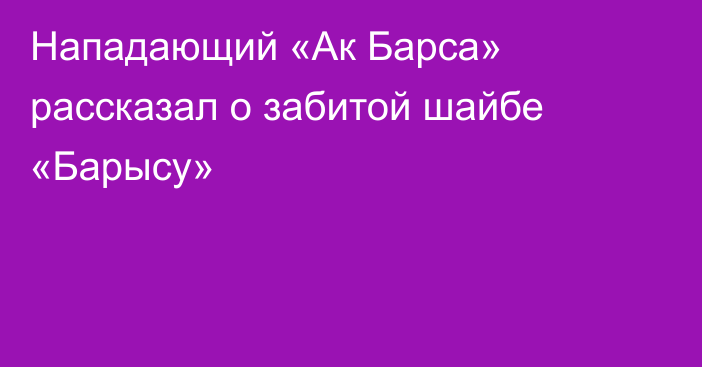 Нападающий «Ак Барса» рассказал о забитой шайбе «Барысу»