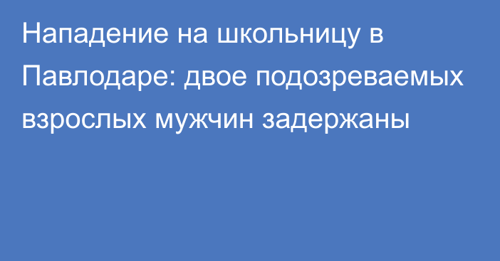 Нападение на школьницу в Павлодаре: двое подозреваемых взрослых мужчин задержаны