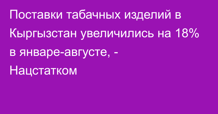 Поставки табачных изделий в Кыргызстан увеличились на 18% в январе-августе, - Нацстатком 