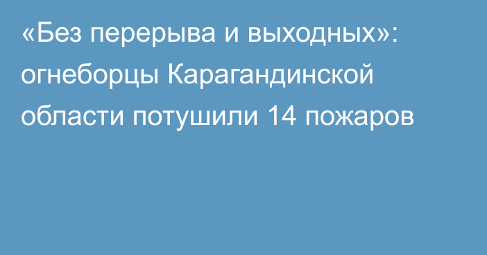 «Без перерыва и выходных»: огнеборцы Карагандинской области потушили 14 пожаров