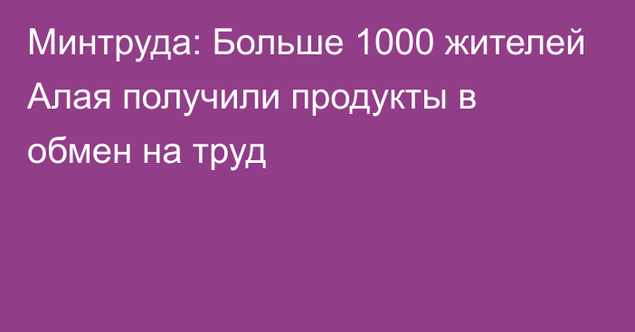 Минтруда: Больше 1000 жителей Алая получили продукты в обмен на труд