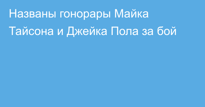 Названы гонорары Майка Тайсона и Джейка Пола за бой