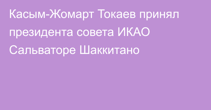 Касым-Жомарт Токаев принял президента совета ИКАО Сальваторе Шаккитано